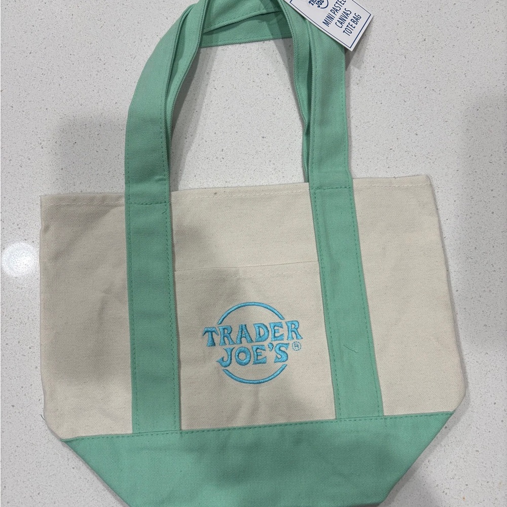 Trader Joe’s Spring Green & Cream Canvas Tote